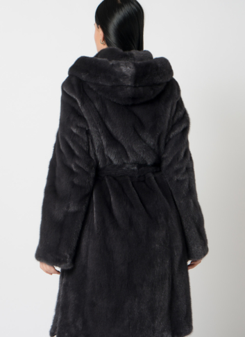 Норковая шуба с поясом