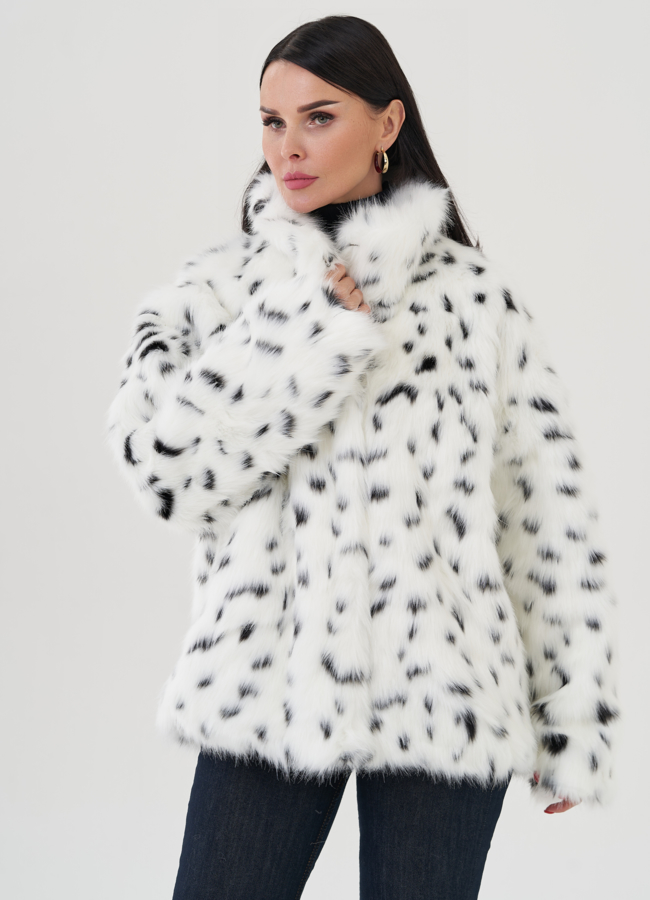 фото Куртка из эко меха с анималистичным принтом модель № 28458