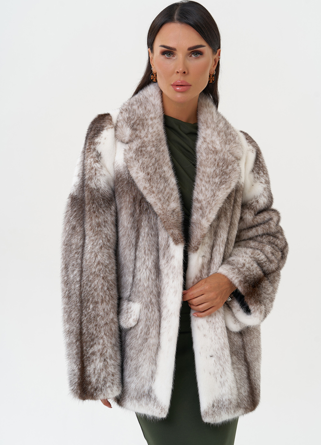 Жакет из норки крестовки cross модель № 31318 меха малина