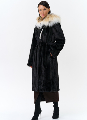 Норковая шуба с рысью в черном цвете