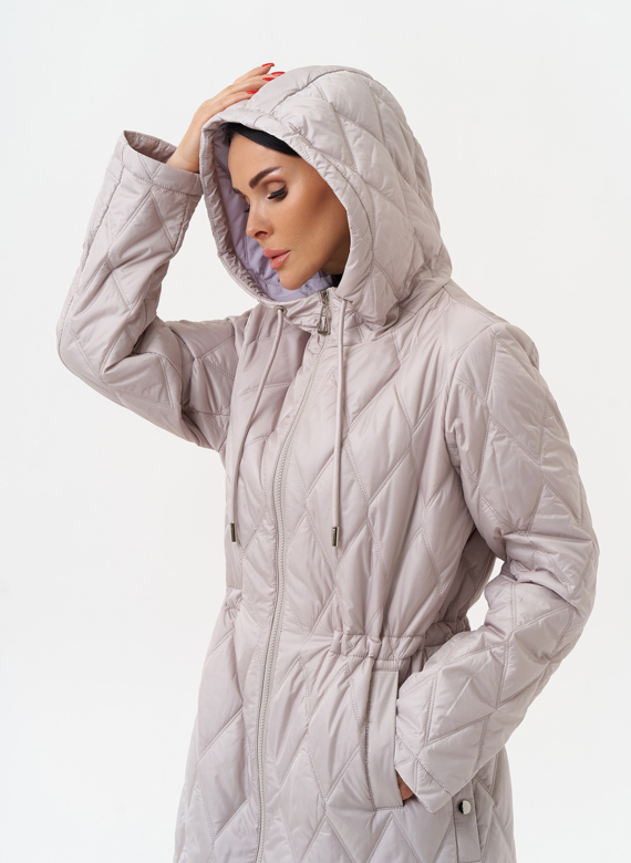 Женское утепленное полупальто с капюшоном