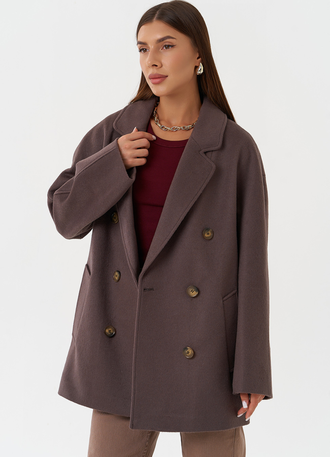 Укороченное двубортное пальто модель № 28310 универмаг малина