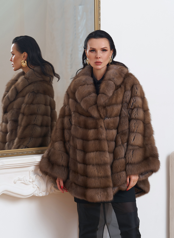 Шуба из куницы оверсайз