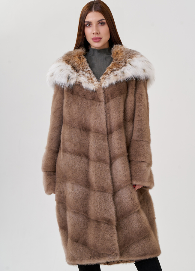 Норковая шуба с рысью модель № 25469 универмаг малина