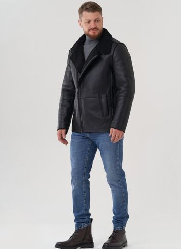 Дубленка мужская черного цвета 