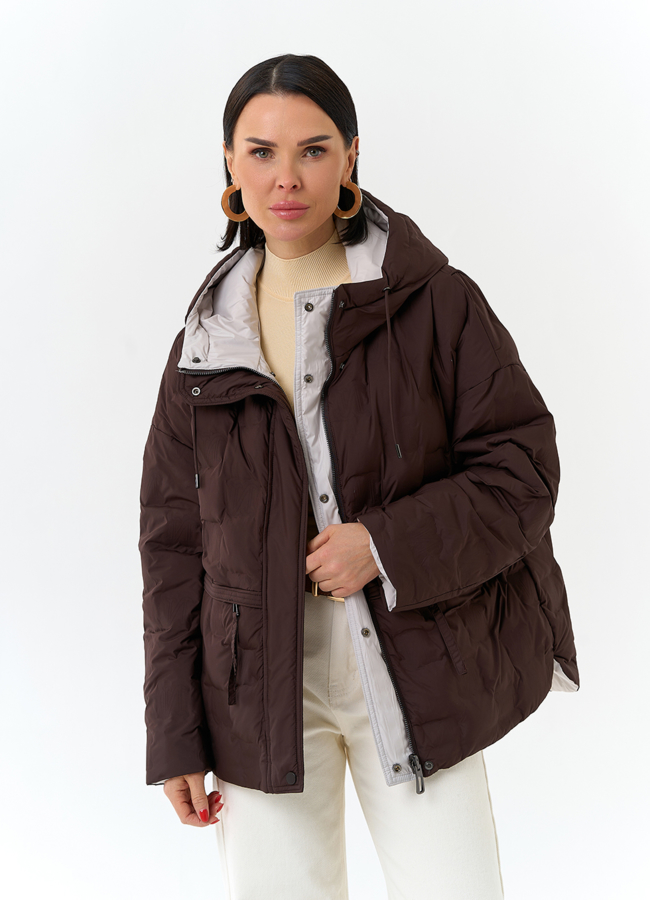 фото Женская двухсторонняя куртка с капюшоном модель № 32723