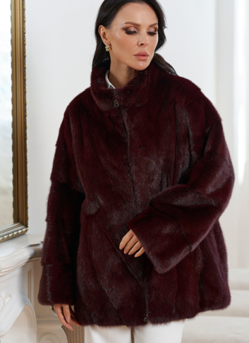 Куртка из меха норки с воротником стойкой