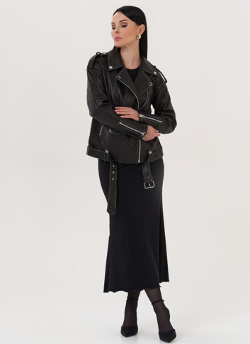 Кожаная куртка с контрастной строчкой