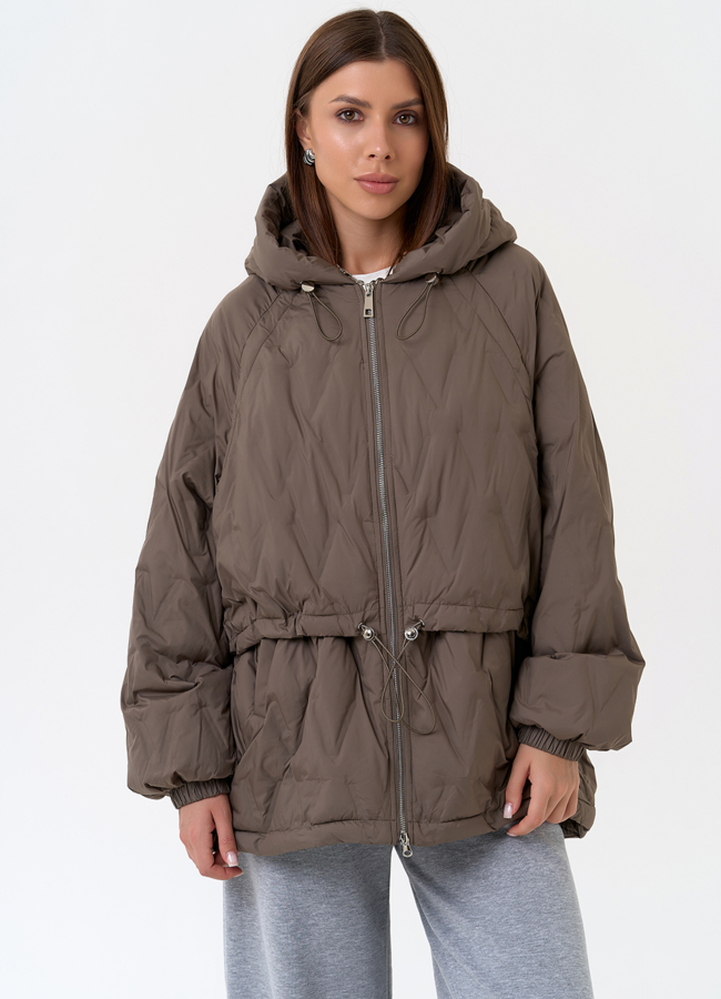 Женская куртка в коричневом цвете с капюшоном модель № 31391 универмаг малина