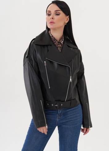 Куртка "косуха" из натуральной кожи с английским воротником