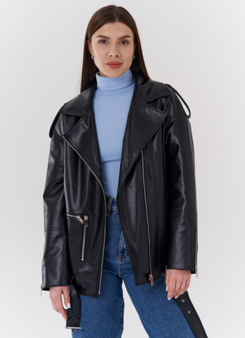 Куртка-косуха из эко кожи на утеплителе с натуральным мутоном