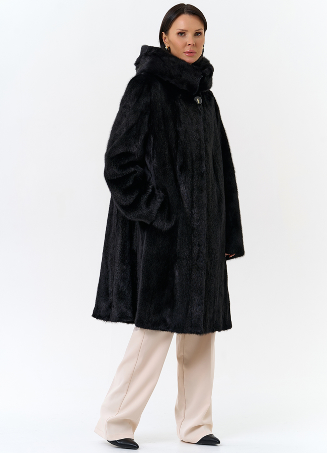 Шуба норка модель № 29465 меха малина