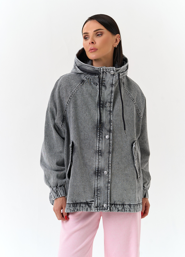 Женская джинсовая куртка с капюшоном модель № 33131 универмаг малина