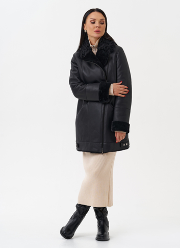 Натуральная дубленка черного цвета