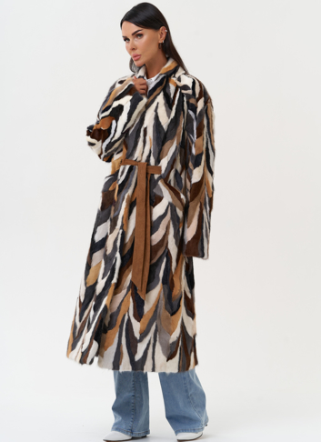 Шуба из норки в стиле пэчворк