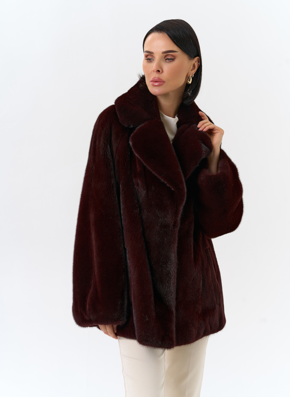 Женская шуба из скандинавской норки с английским воротником