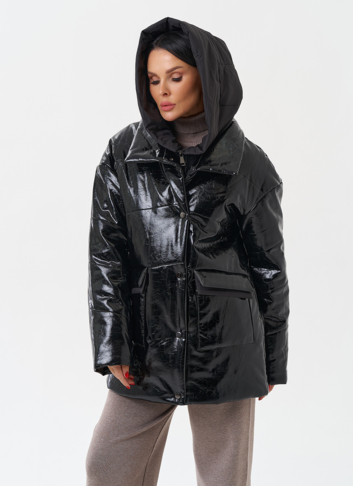 Куртка женская из эко кожи с капюшоном