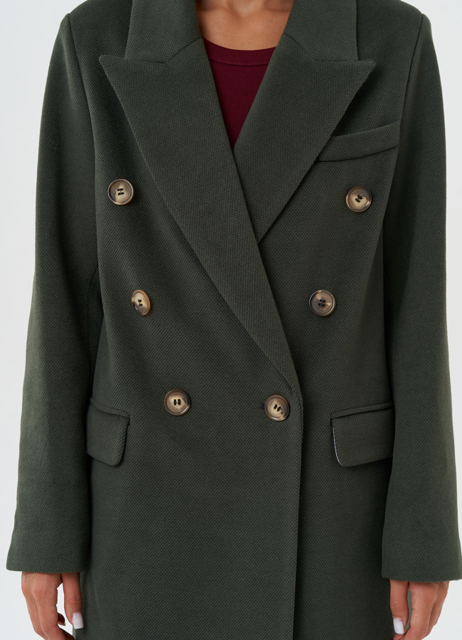 Длинное двубортное пальто с английским воротником модель № 28280 в рассрочку