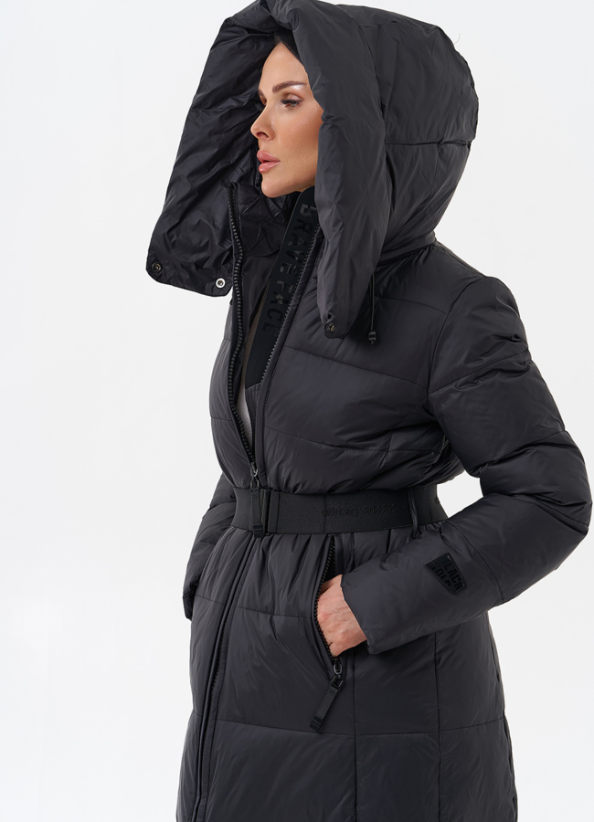Длинный женский пуховик с капюшоном модель № 29184 в кредит