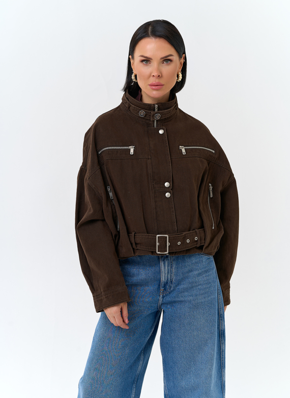 Женская короткая джинсовая куртка