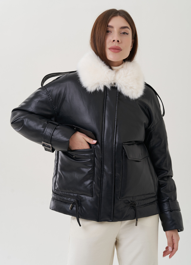 Куртка демисезонная из искусственной кожи модель № 25347 универмаг малина