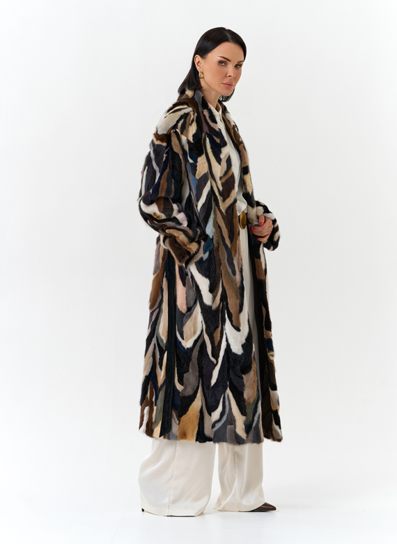 Шуба из норки в стиле пэчворк