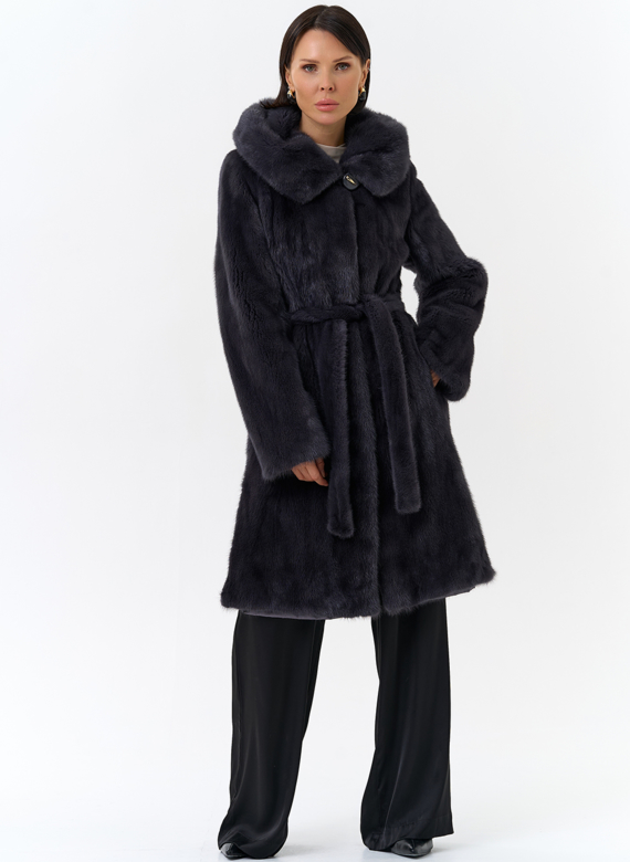 Норковая шуба с поясом