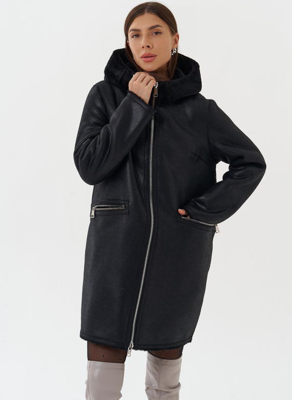 Двухсторонняя дубленка из эко кожи