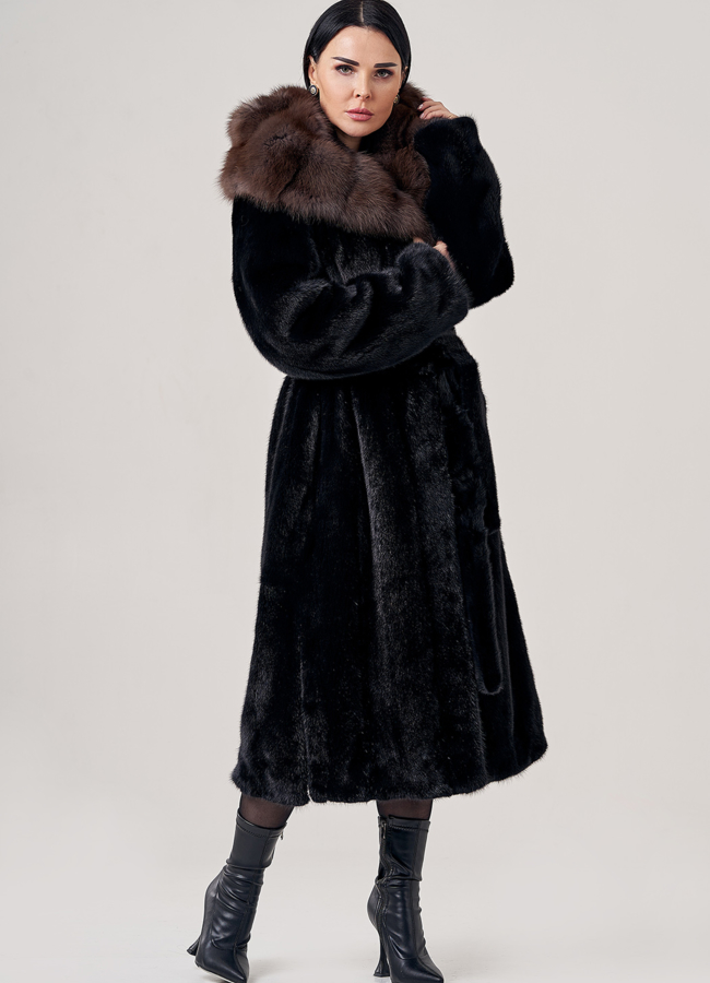 фото Шуба из норки с капюшоном  модель № 25003