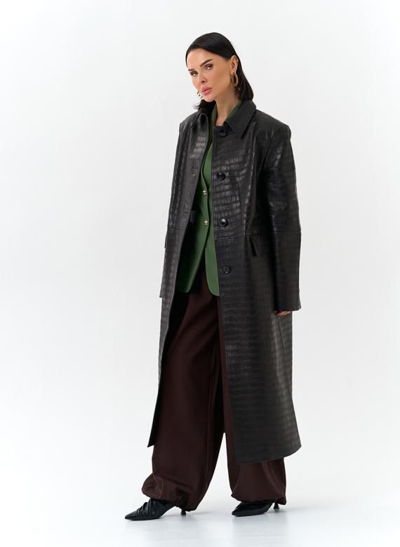 Женский плащ из натуральной кожи 