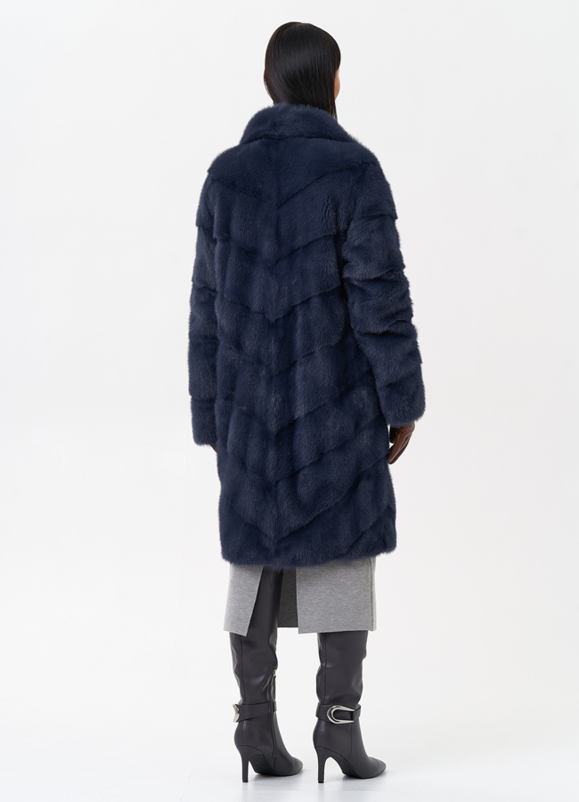 фото Норковая шуба с английским воротником  модель № 28930