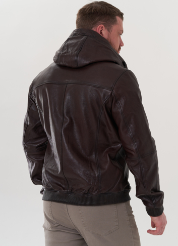 Куртка с капюшоном из натуральной кожи