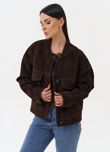 Куртка из замши коричневого цвета
