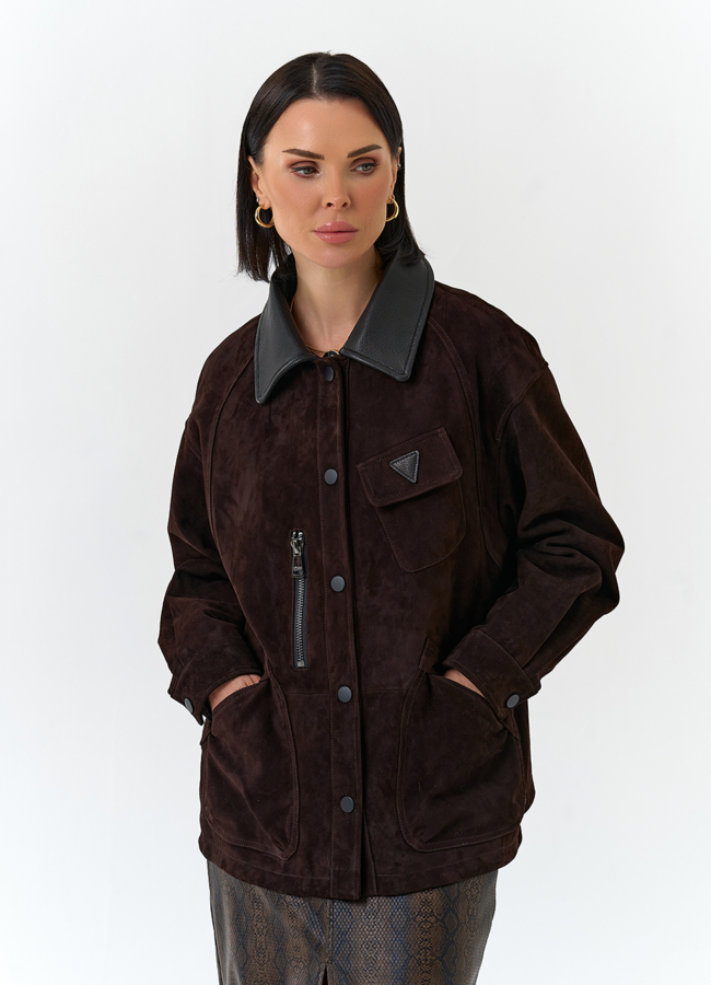 Женская куртка из натуральной замши модель № 32526 универмаг малина