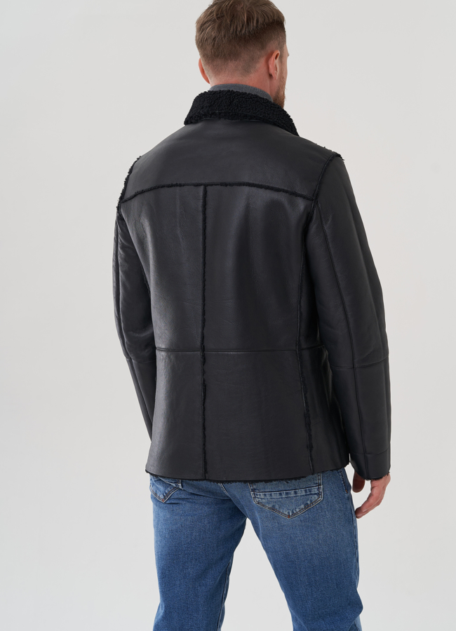 Дубленка мужская черного цвета  модель № 81636 универмаг малина