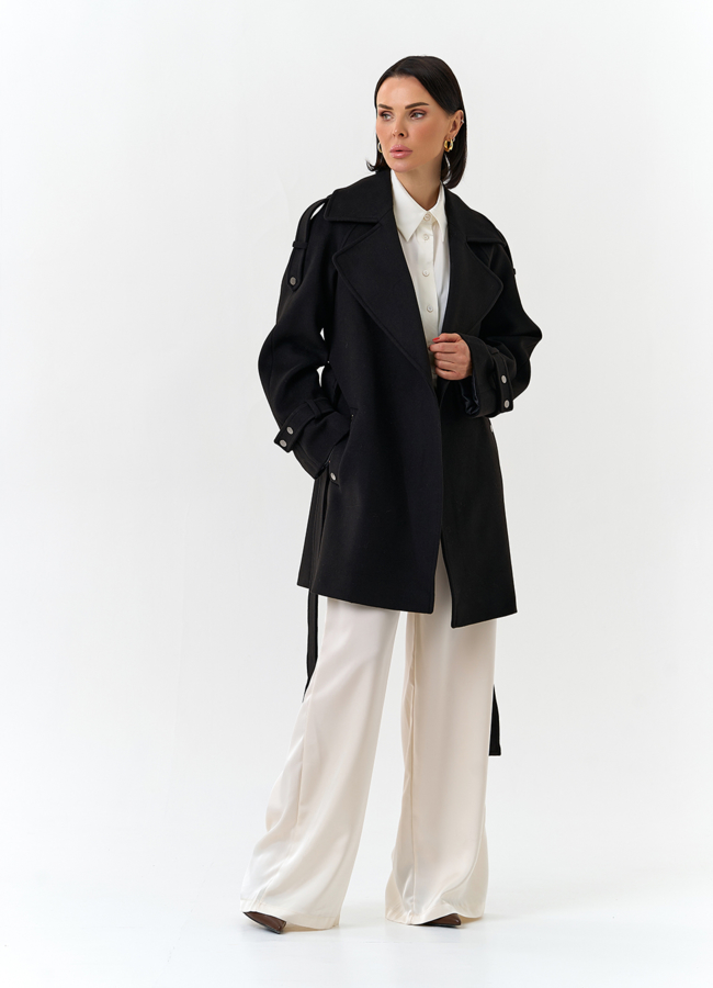 Женское укороченное пальто с английским воротником модель № 32641 универмаг малина