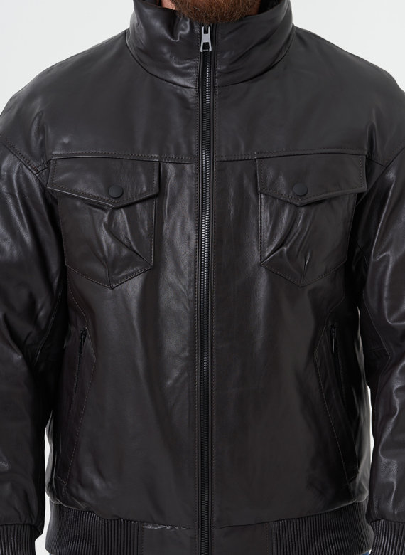 Куртка "бомбер" из натуральной кожи