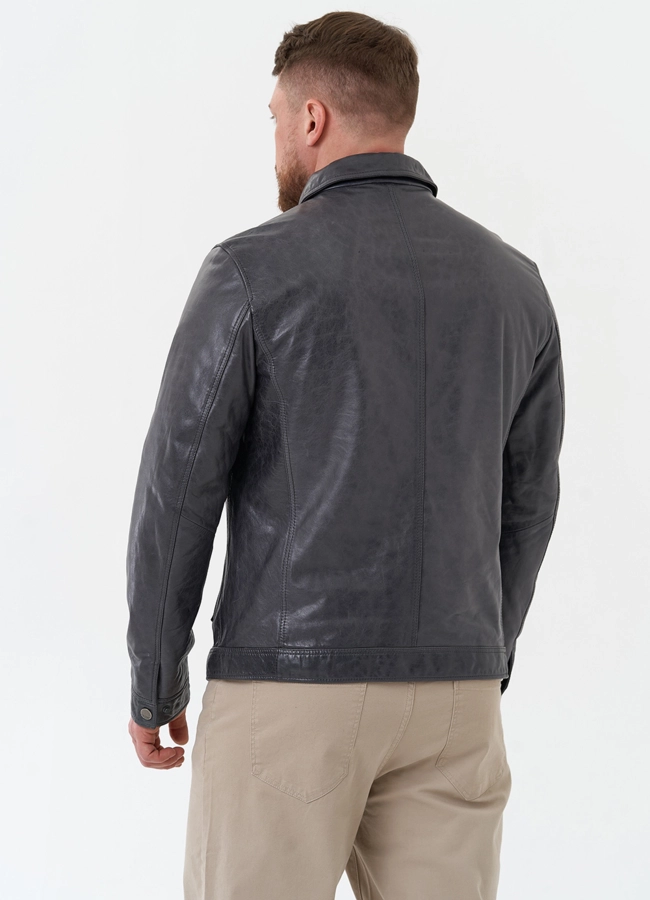 Мужская куртка из натуральной кожи  модель № 30070 универмаг малина