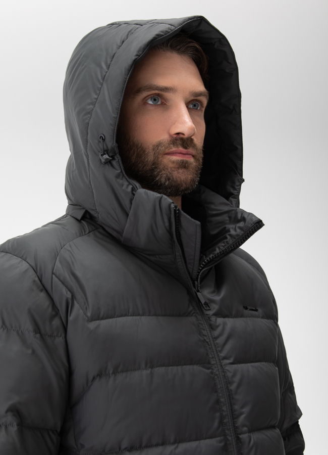 Мужской пуховик с капюшоном  модель № 28872 универмаг малина