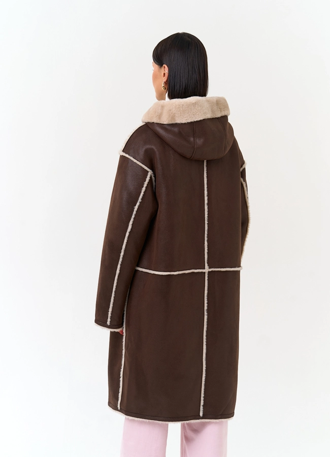 фото Женская дубленка из эко замши модель № 33913
