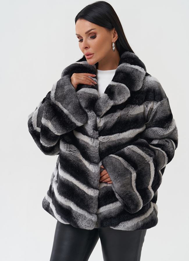 Женская шуба из меха кролика модель № 31948 универмаг малина