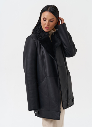 Натуральная дубленка черного цвета