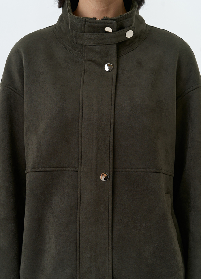 Женская дубленка из эко замши с воротником стойкой модель № 32583 универмаг малина