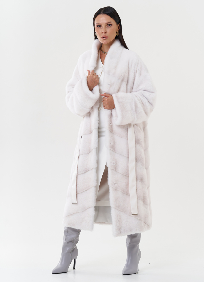 Шуба из меха норки с воротником шаль модель № 24833 универмаг малина