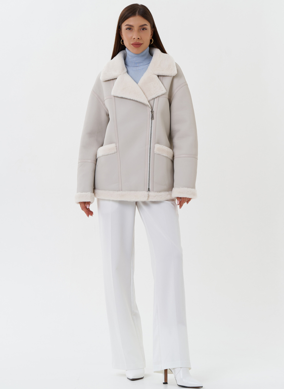 Женская эко дубленка с эко мехом