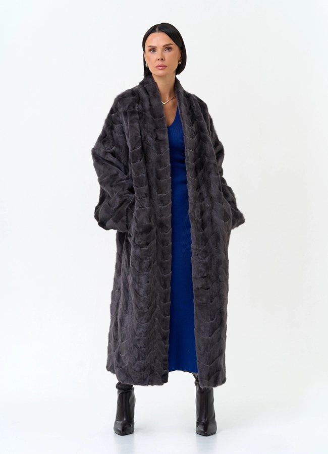 Длинная шуба из меха норки  модель № 34372 универмаг малина фото