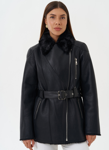 Эко дубленка с английским воротником