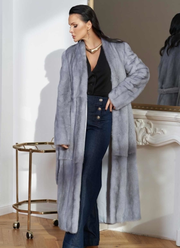 Длинная шуба из меха норки