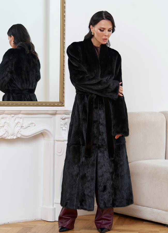 Женская длинная шуба из меха норки модель № 30691 универмаг малина