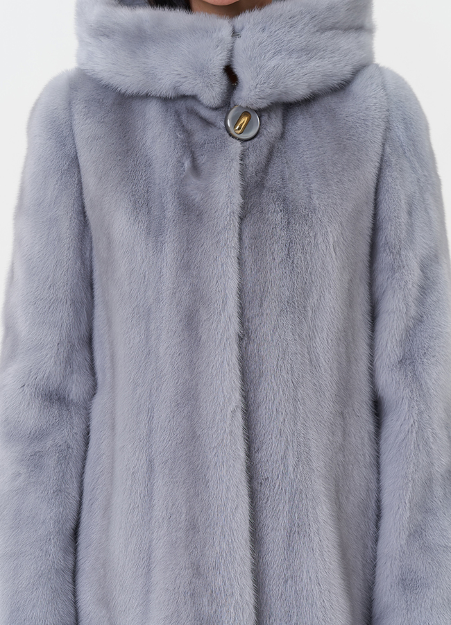 Женская шуба из меха норки с капюшоном модель № 29230 универмаг малина